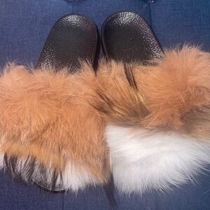 Boutique | Foxy Combo Faux Fur Slides